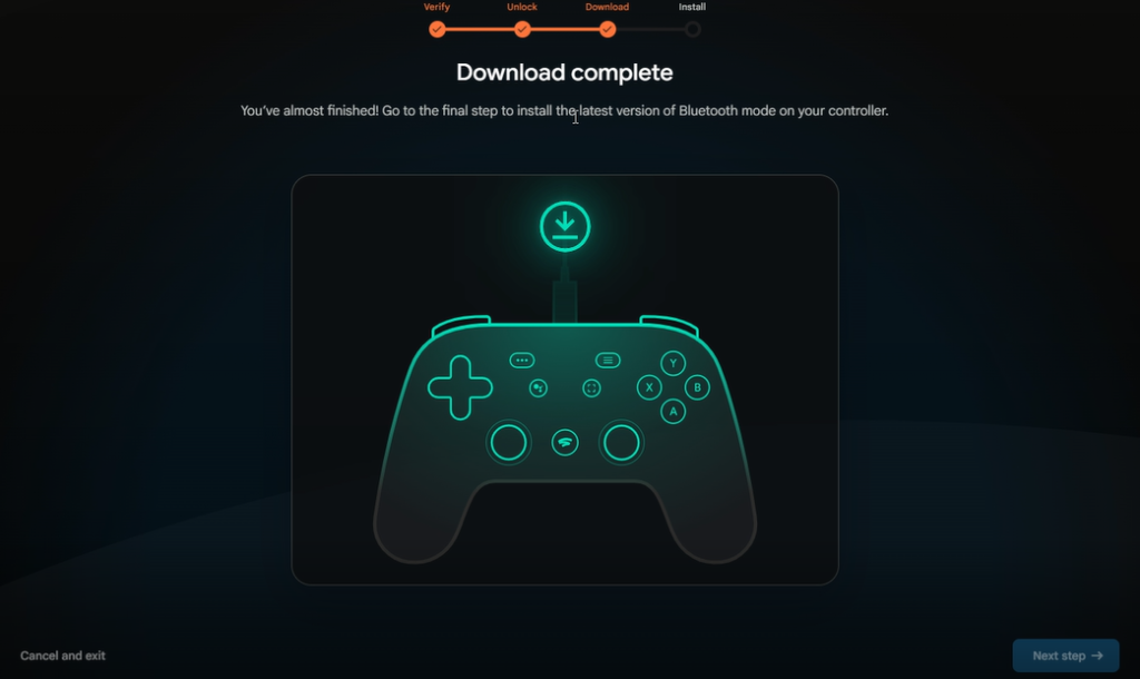 Bluetooth Google Stadia end screen